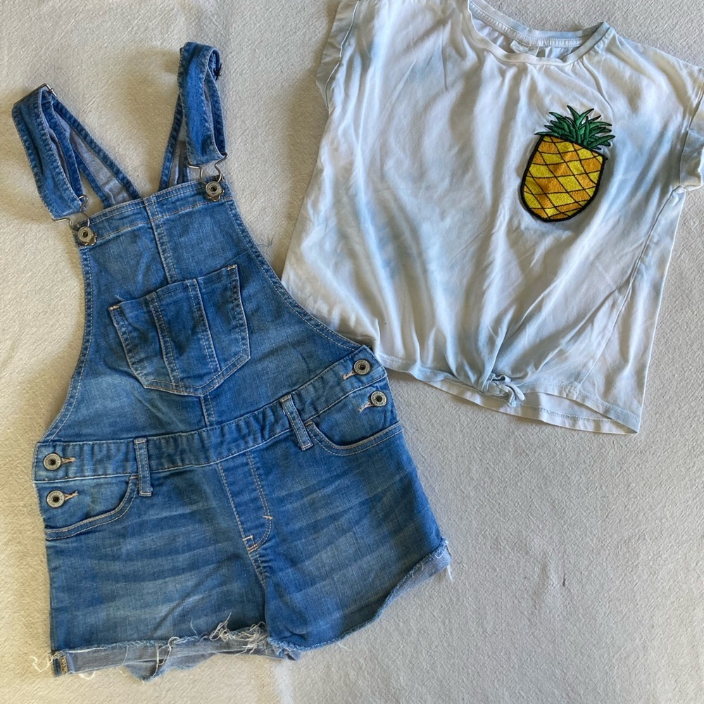 abercrombie kids Blue Denim Short Overalls